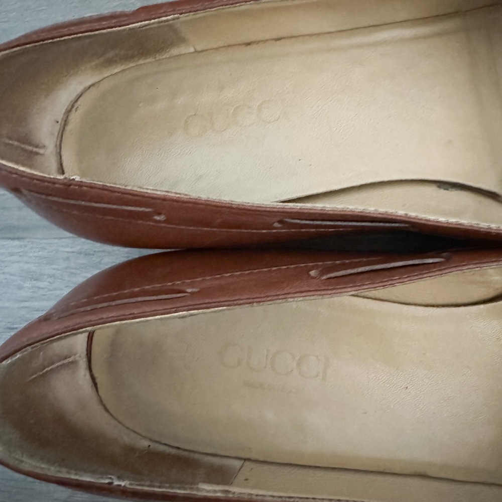 Gucci Brown Leather Tassel Flats 36.5/6 - Picture 3 of 7